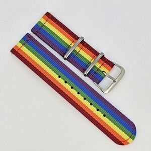 22MM Rainbow Multicolor‎ Canvas Nylon Watch Bands Quick Release Two-Piece Straps